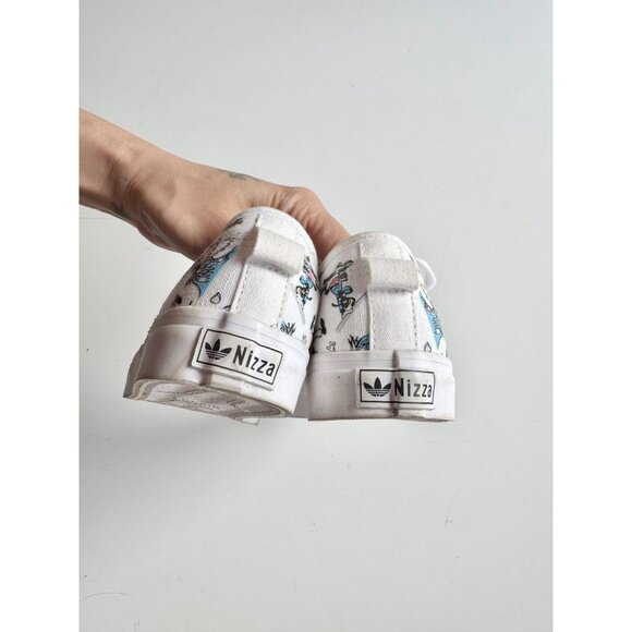 Kids' ADIDAS x DISNEY Nizza Goofy White Canvas Low Top Sneakers, Size 13 - Picture 9 of 16